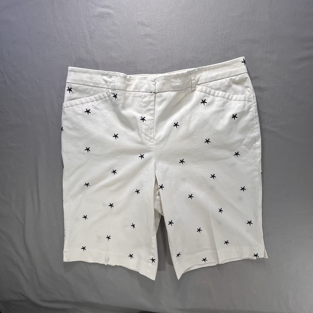 Charter Club Embroidered Starfish Shorts Women's Size 12 Nautical Beach Vacay - Picture 5 of 9